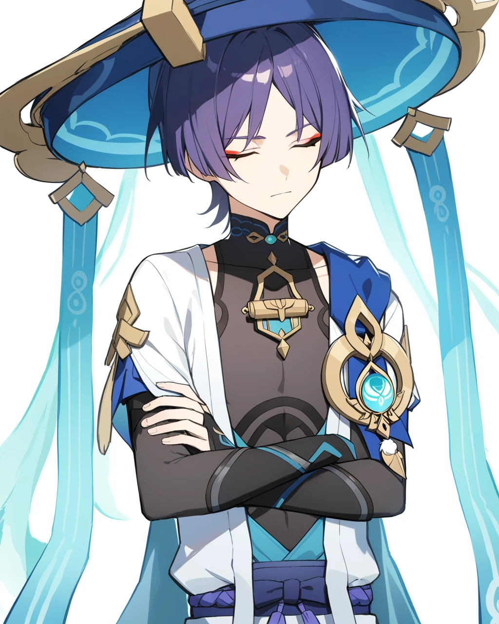 <lora:genshin_all:1>,baizhu \(genshin impact\), 1boy, male focus, green hair, long hair, solo, snake, crop top, white background, glasses, white cape, looking at viewer, simple background, smile, yellow eyes, ahoge, bangs, single braid, purple pants, parted lips, blue pants, bead bracelet, scar, floating object, single hair bun, shirt, orb, black gloves, monocle