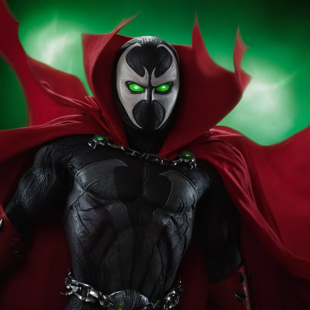 Hyperrealistic art of <lora:Spawn SD1.5:1.2>
Spawn a man with a red cape and green eyes and a living symbiotic costume, Extremely high-resolution details, photographic, realism pushed to extreme, fine texture, incredibly lifelike