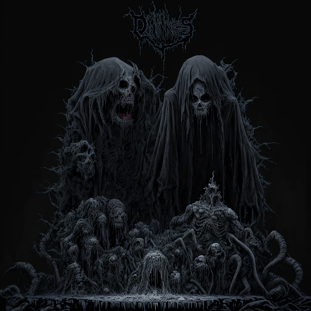 <lora:DEATH_METAL_black_and_white_drawing:1>,,The hungry darkness in our minds Is the toxic substance on which it thrives, DEATHMETAL