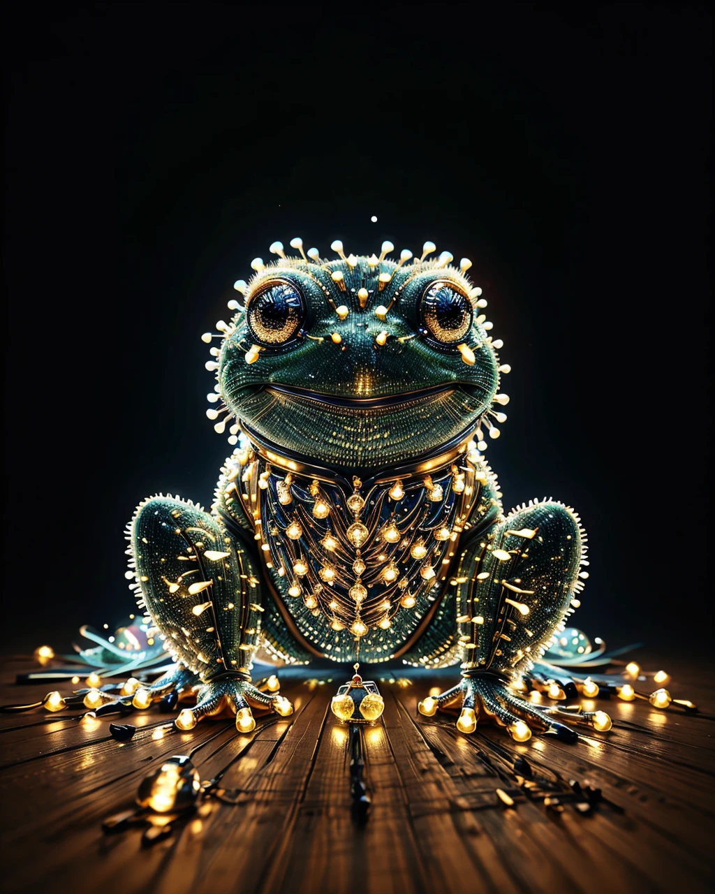 macro photo, a beautiful frog, glowing lights, beautiful magical sparkles, vibrant whimsical colors made of ral-lgtblb <lora:ral-lgtblb-sd15:1>