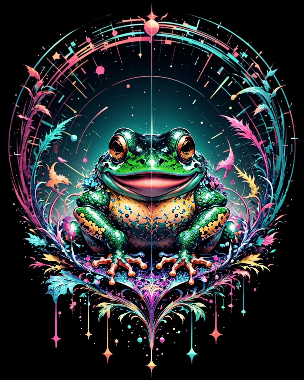 colorful fractal frog meahophontron of colorful ral-glydch <lora:ral-glydch-sd15:0.65>