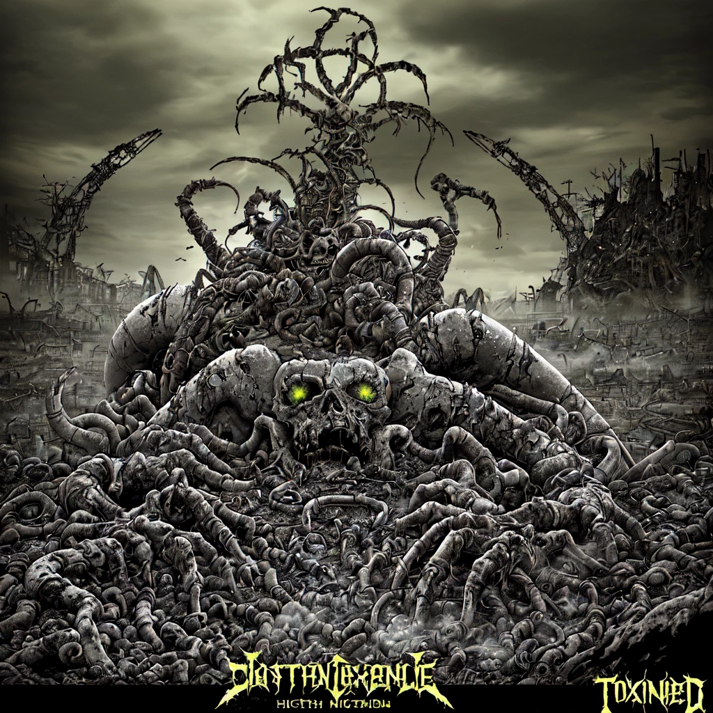 toxic wasteland, DEATHMETAL, <lora:DEATH_METAL_black_and_white_drawing:0.5> , high resolution, detailed