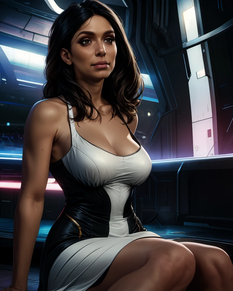 Diana,black hair,brown eyes,
light dress,bare shoulders,cleavage,dress skirt,sitting,
science fiction,indoors,nightclub,
(insanely detailed, masterpiece, best quality),<lora:DianaAllers:0.8>,