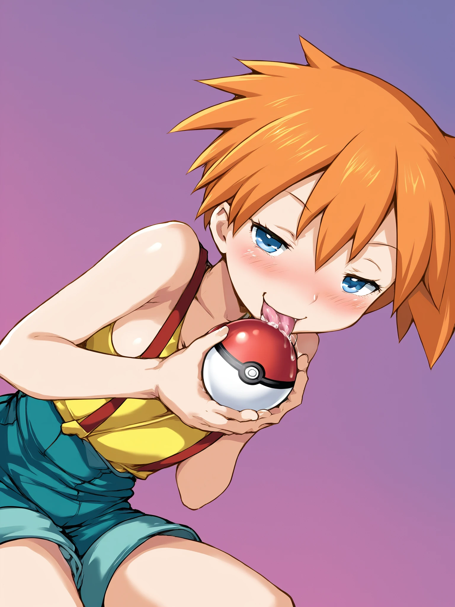 score_9, source_anime, sfw, (misty \(pokemon\):1.4), close up, blush, smirk, half-closed eyes, licking poke ball, saliva, <lora:Cool_Rance_XL:0.87>