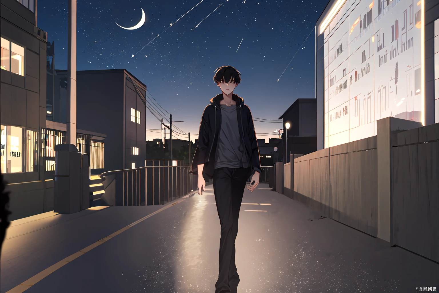Euishin, a boy walking in the night sky,  <lora:Euishin3_fuwafuwa_constant:1>