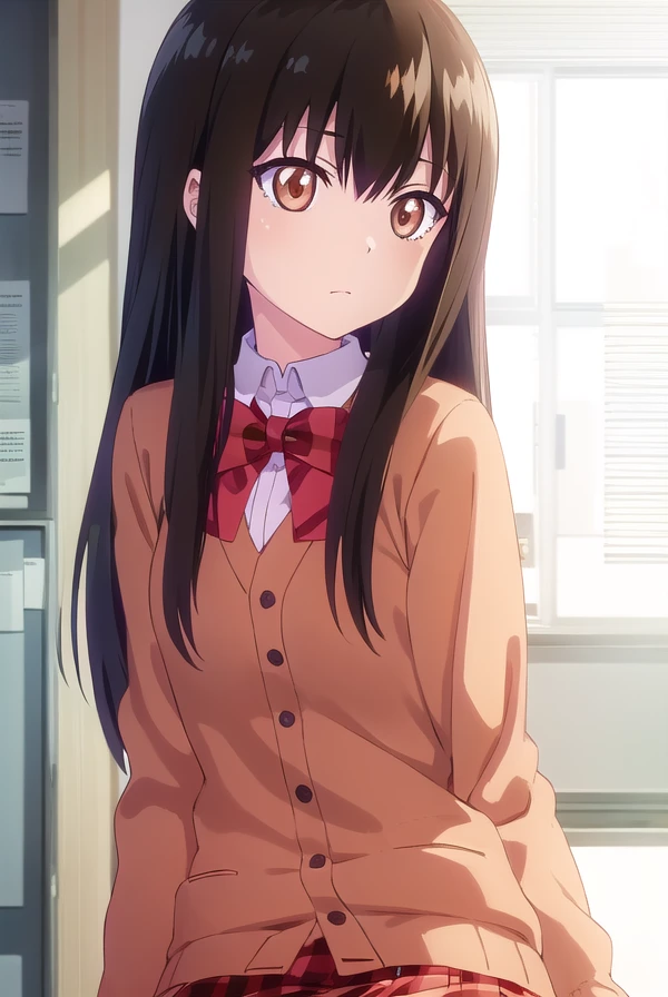 dropoutmachiko, <lora:dropout machiko s1-lora-nochekaiser:1>,
machiko, long hair, black hair, (brown eyes:1.5),
BREAK skirt, shirt, bow, school uniform, white shirt, pleated skirt, shoes, socks, bowtie, red bow, plaid, kneehighs, red skirt, plaid skirt, cardigan, black socks,
BREAK indoors, classroom,
BREAK looking at viewer, (cowboy shot:1.5),
BREAK <lyco:GoodHands-beta2:1>, (masterpiece:1.2), best quality, high resolution, unity 8k wallpaper, (illustration:0.8), (beautiful detailed eyes:1.6), extremely detailed face, perfect lighting, extremely detailed CG, (perfect hands, perfect anatomy),