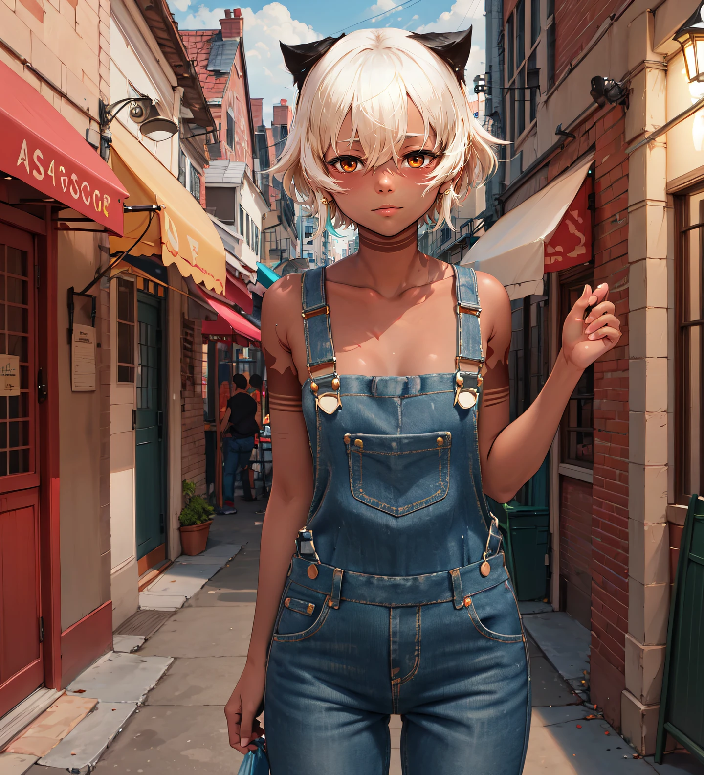 (masterpiece, best quality:1.2),  <lora:StrengthMda-000009:0.9>, strengthmda, naked overalls,