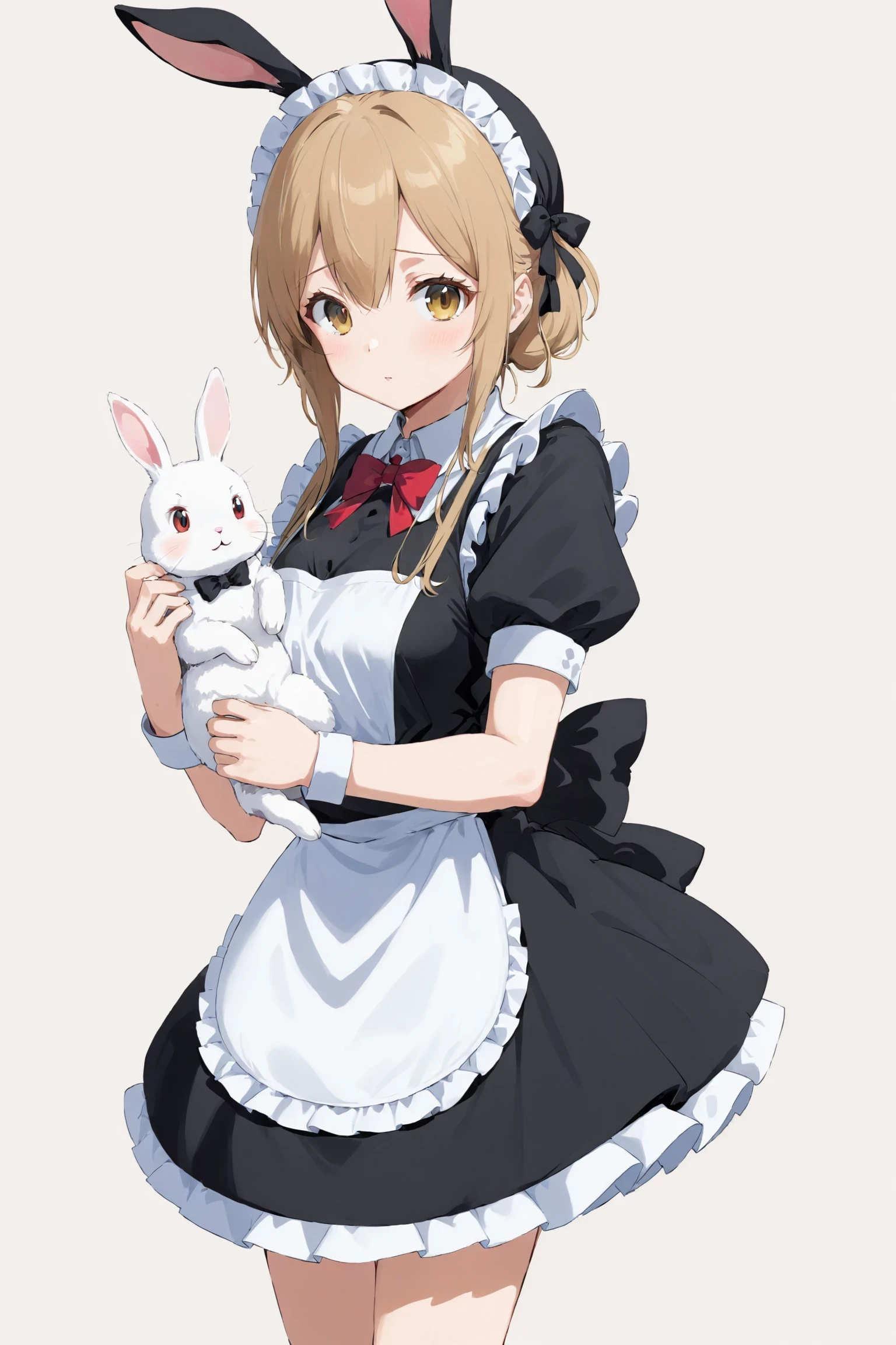 anime, maid and rabbit, simple background
