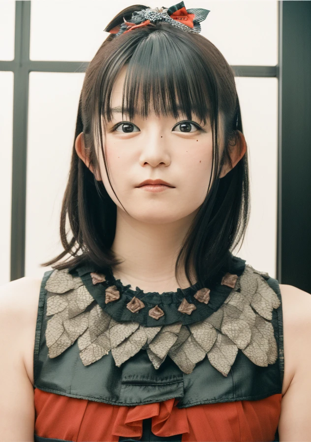 woman,masterpiece, photorealistic, detailed, RAW color photo,(fully in frame:1.1),n4k4m0t0,bangs, detailed skin texture, (blush:0.5), (goosebumps:0.5), hair bow, suzuka nakamoto,japanese <lora:n4k4m0t0_locon:1> wearing a dress