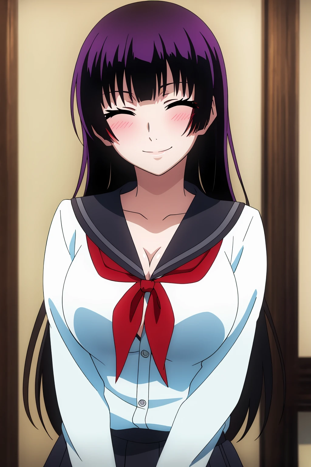 Ultra High Quality CGI Animation 32k, Very detailed, Digital Art Painting, whole body, Feminine portrait of Pikyu Yumeko, One girl, Focus Only, parted lips, lips, compensate, pink lips, Shiny, Happy, smile, View your viewers, Blunt bangs Blunt ends Hime cut bangs, Black Hair, Very long hair, Large Breasts, White shirt, Red Jacket NSFW Naked、masturbation、Ahegao、I arch my back in pleasure、Pussy feels good、Falling into Pleasure、Mouth wide open and drool、masturbation、Silver Hair、strip、Spread your legs、Open your legs to show your black underwear、full nude、naked、Nakedness、nude、Huge 、Nipples、love juice、love juice。Mouth wide open、Rinse drool sloppily、nude、full nude、、incontinence、Touching、masturbation、Sticking out tongue、lure 、Aphrodisiac Smile、incontinence、Watery eye、 , Collared shirt, Pleated skirt, Grey Skirt, pantyhose, black pantyhose, Arms behind back NSFW(：Love juice:1.4)、Random sexy poses、Nipples、 red jacket(Embarrassing:1.2) 、Nipples、love juice、Ahegao、I arch my back in pleasure、Pussy feels good、Falling into Pleasure、Ahegao、I arch my back in pleasure、Pussy feels good、 NSFW((Masturbation)), Standing on one leg（Standing on one leg:1.2）