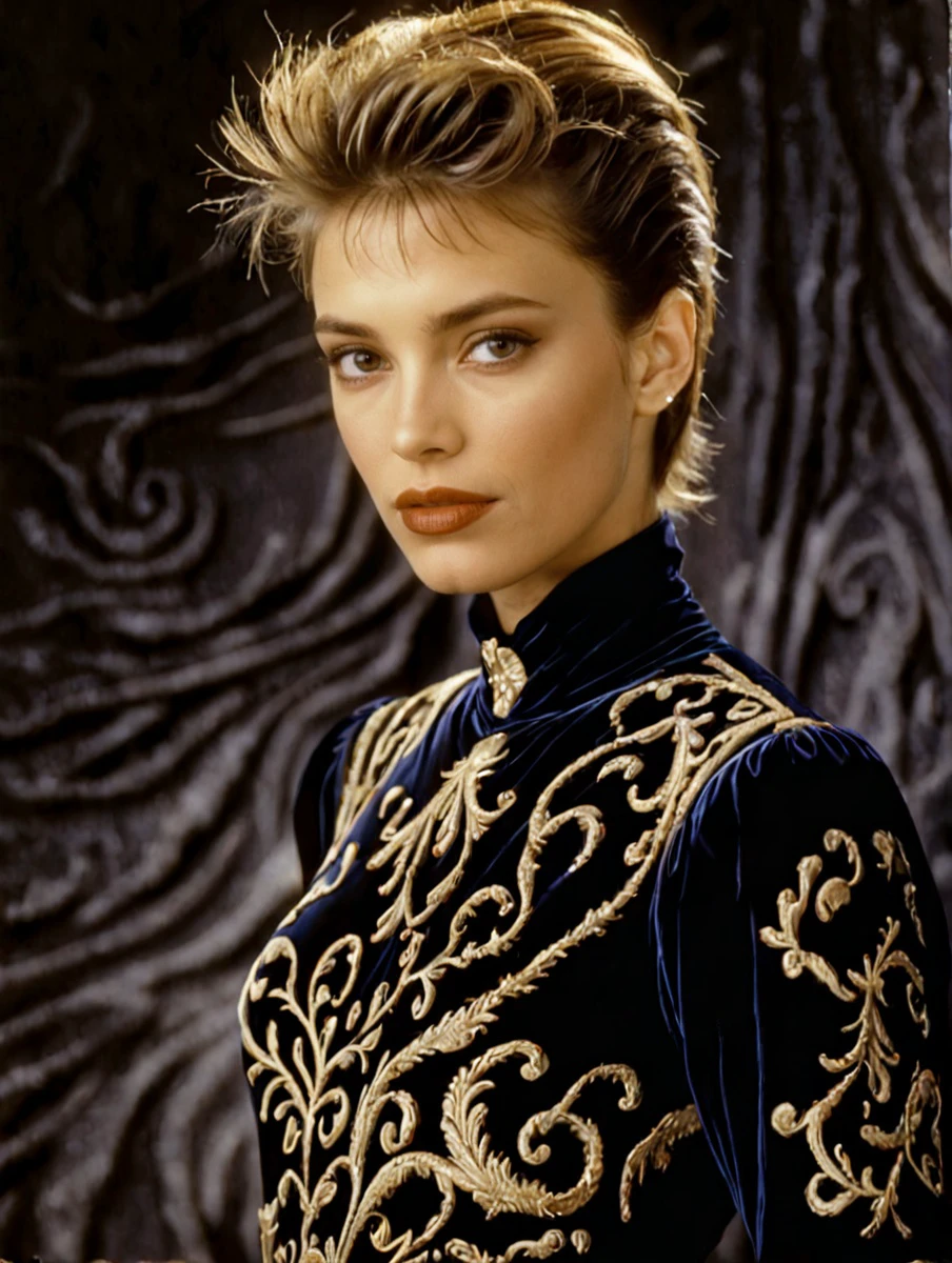 1girl, 1990, wearing velvet tunic, intricate detail, dark studio, high fashion photography by Herb Ritts, upper body
<lora:PhotoDetailXL:2><lora:fix_hands:1><lora:clear:1><lora:PB1990s_V1_SDXLBase:1> <lora:EnvyZoomSliderXL01:0><lora:LCMTurboMix_DPM_SDE_Karras:1.0>
