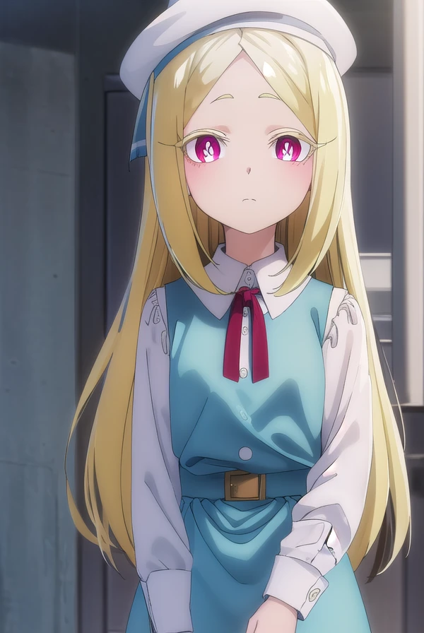 morinokorisu, <lora:morino korisu-alpha-lora-nochekaiser:1>,
morino korisu, long hair, blonde hair, (red eyes:1.3), very long hair, (bright pupils:1.5),
BREAK shirt, long sleeves, hat, dress, white shirt, pantyhose, shoes, blue dress, beret, white headwear, red footwear, mary janes, 
BREAK outdoors, city,
BREAK looking at viewer, (cowboy shot:1.5),
BREAK <lyco:GoodHands-beta2:1>, (masterpiece:1.2), best quality, high resolution, unity 8k wallpaper, (illustration:0.8), (beautiful detailed eyes:1.6), extremely detailed face, perfect lighting, extremely detailed CG, (perfect hands, perfect anatomy),