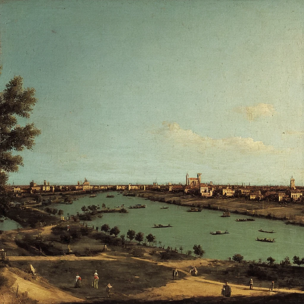 Painting of landscape AH_Canaletto <lora:Paintings_by_Canaletto_Giovanni_Antonio_Canal__-_venetian_landscape_artist:1>