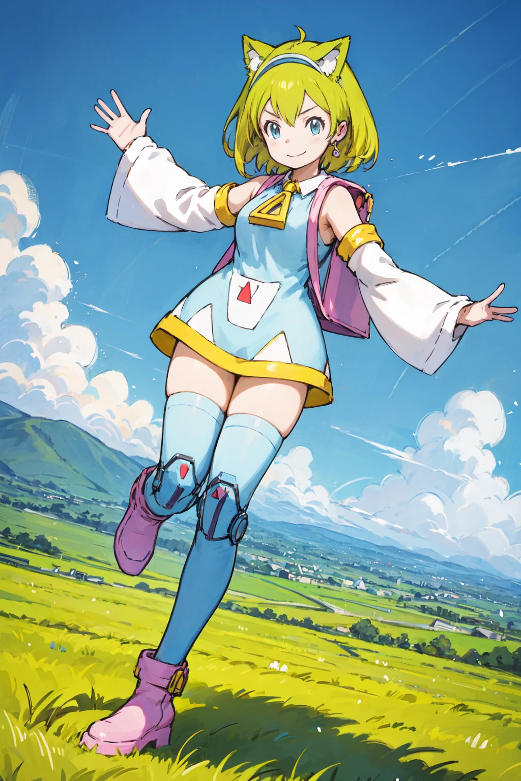 <lora:deltamon_locon_s2:0.8>
deltamon girl in landscape, full-body, (active posing:1.3) (waving:1.2) smile