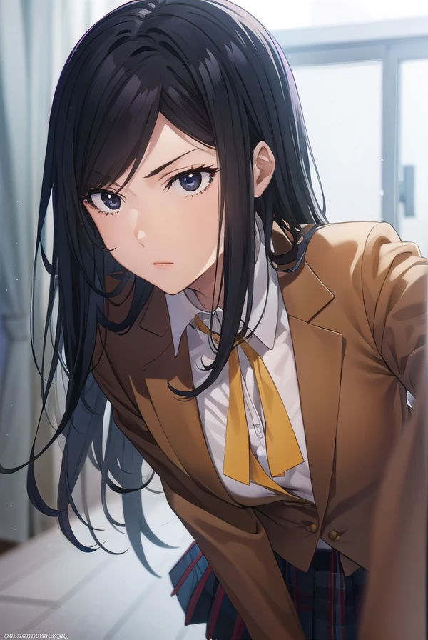 marikurihara, <lora:mari kurihara s1-lora-nochekaiser:1>,
mari kurihara, long hair, black hair, (black eyes:1.5),
BREAK skirt, school uniform, jacket, pantyhose, plaid, plaid skirt, blazer,
BREAK indoors, classroom, school,
BREAK looking at viewer, (cowboy shot:1.5),
BREAK <lyco:GoodHands-beta2:1>, (masterpiece:1.2), best quality, high resolution, unity 8k wallpaper, (illustration:0.8), (beautiful detailed eyes:1.6), extremely detailed face, perfect lighting, extremely detailed CG, (perfect hands, perfect anatomy),