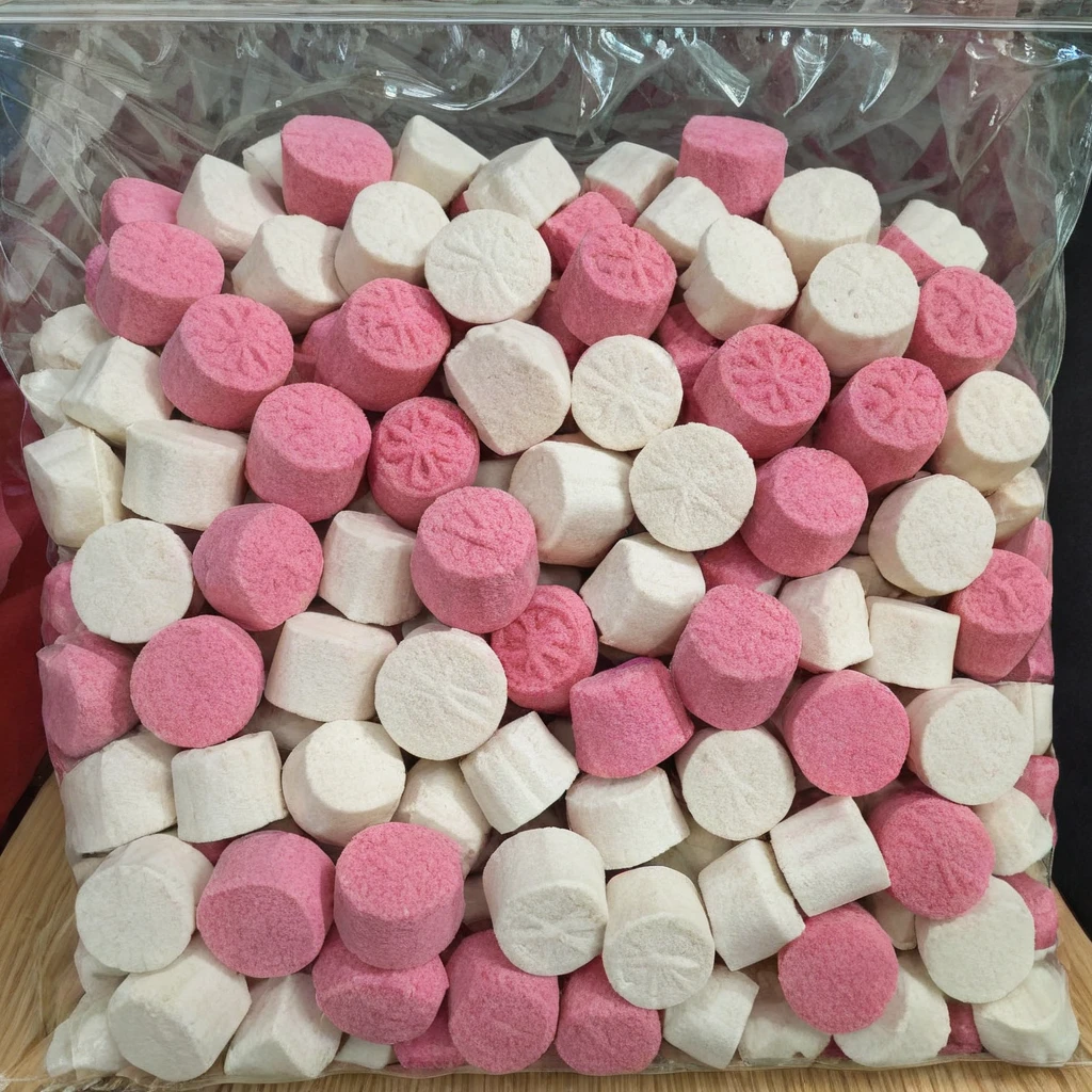 <lora:gori:0.75> a bag of marshmallows sitting,
