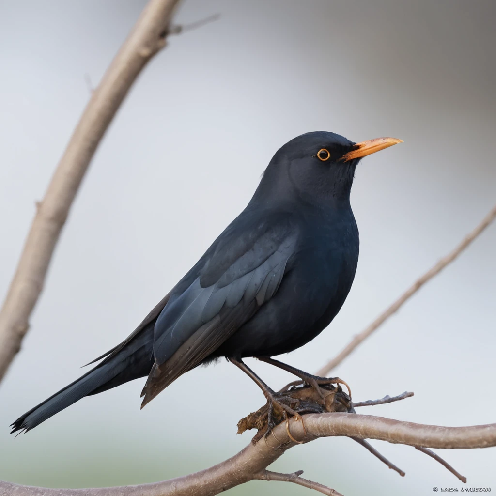 eurasian blackbird,turdus merula,best quality, high quality, highres, masterpiece,bird, <lora:eurasian blackbird SDXL-000002:1>