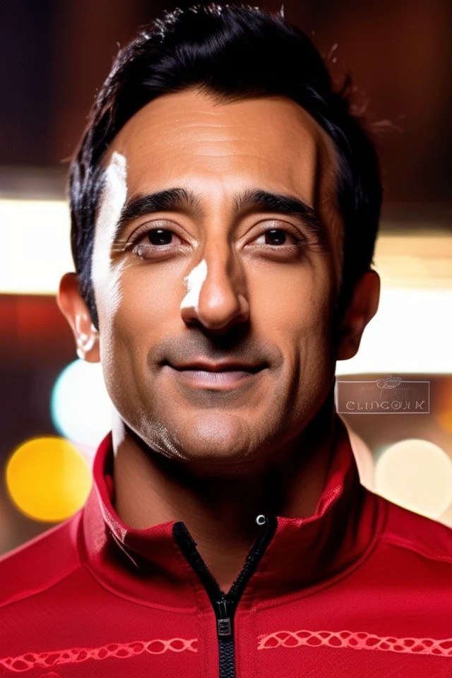 Adrien Brody a man <lora:Rahul-Khanna_Adrien-Brody:0.8>, realistic photo in a worn ((red tracksuit)), ((light bokeh)), intricate, (steel metal [rust]), elegant, sharp focus, photo by greg rutkowski, soft lighting, vibrant colors, (masterpiece), ((streets)), (detailed face), looking at viewer, light smile, night, walking towards viewer, cinematic lighting, beautiful lighting, cinematic lighting, (hazy filter, film grain:1.2)