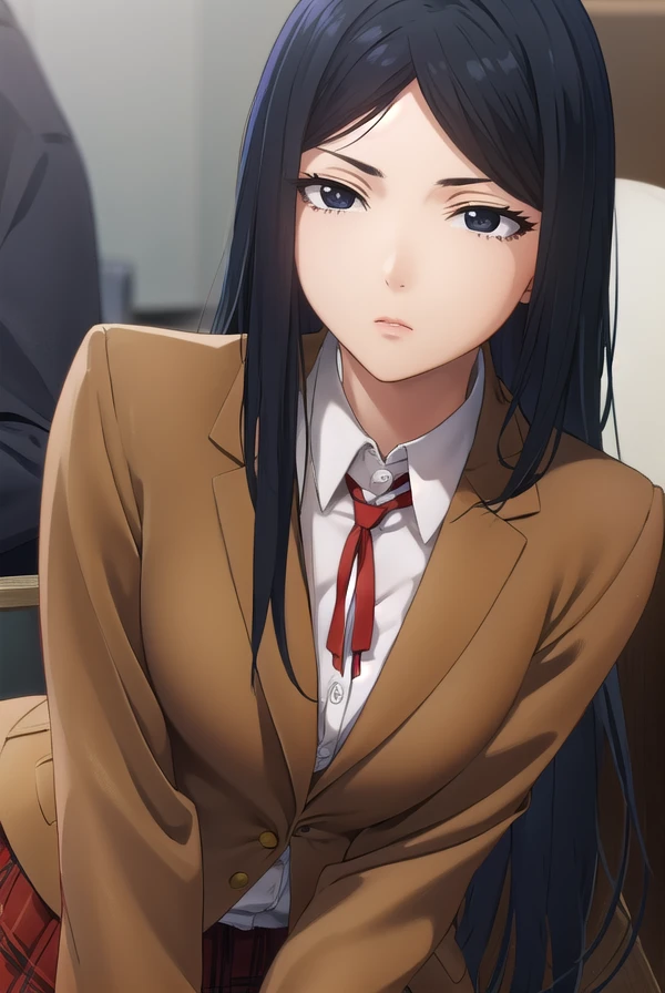 marikurihara, <lora:mari kurihara s1-lora-nochekaiser:1>,
mari kurihara, long hair, black hair, (black eyes:1.5),
BREAK skirt, school uniform, jacket, pantyhose, plaid, plaid skirt, blazer,
BREAK indoors, classroom, school,
BREAK looking at viewer, (cowboy shot:1.5),
BREAK <lyco:GoodHands-beta2:1>, (masterpiece:1.2), best quality, high resolution, unity 8k wallpaper, (illustration:0.8), (beautiful detailed eyes:1.6), extremely detailed face, perfect lighting, extremely detailed CG, (perfect hands, perfect anatomy),