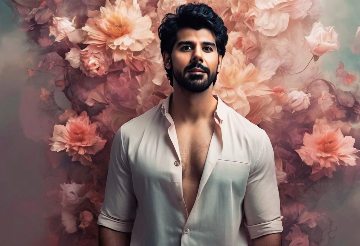 Fantasy art. Fantasy background. Fantasy character. Digital painting by Dreamer,
sacha dhawan a man <lora:pavail-gulati_Sacha-Dhawan:1> encapsulating beauty in an abstract sense,
floral motifs soft color tones, intriguing play of light and shadow breathtaking surreal masterpiece