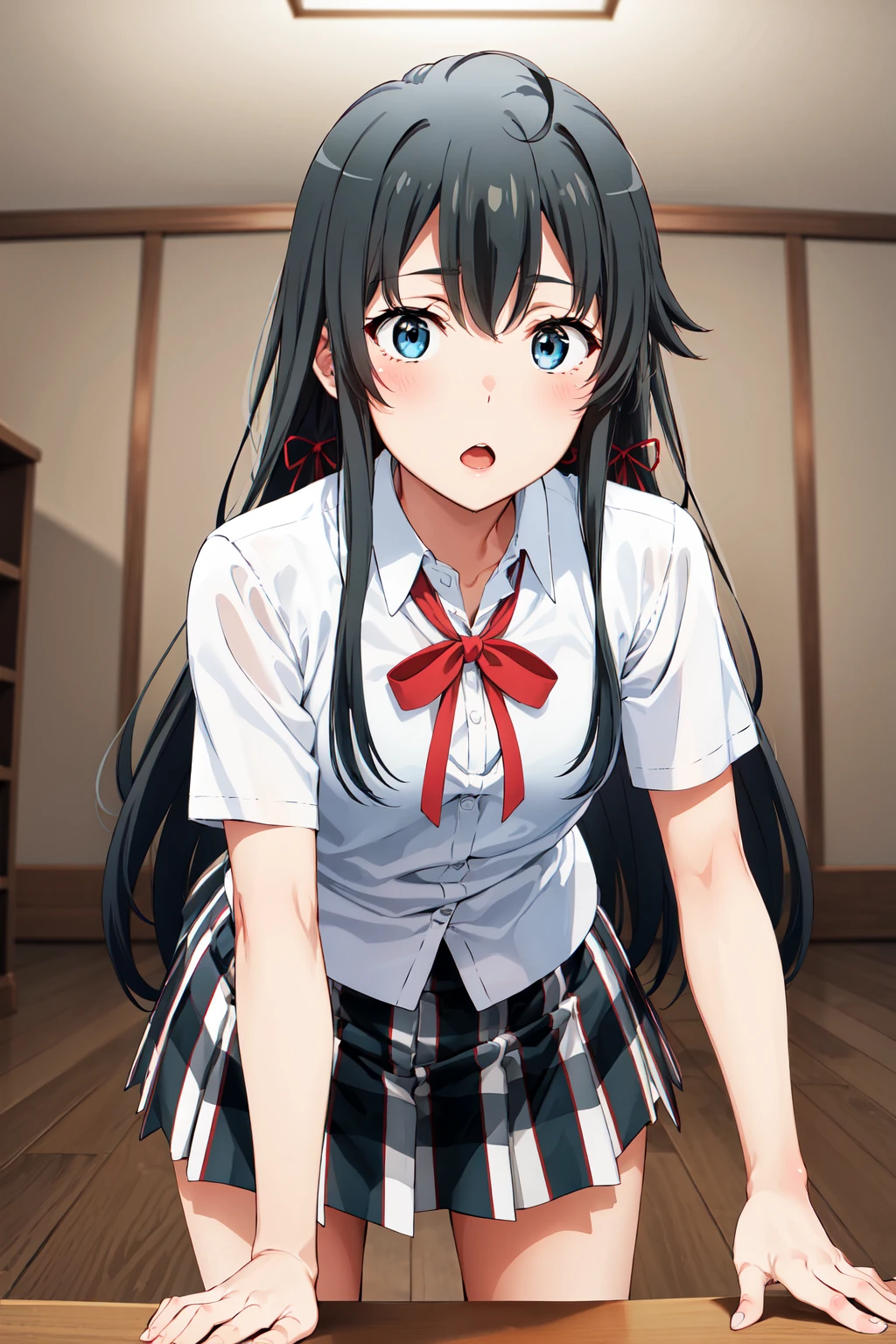 NSFW,Hitachi Mako,Ahoge、Long Hair、Black Hair、Intake、hair ornaments、bangs、Green Eyes,Embarrassed,blush,(Ecstasy face:1.5),(orgasm:1.5),(Perfect hands),(Perfect Anatomy),(masterpiece),(highest quality),Luxury Room