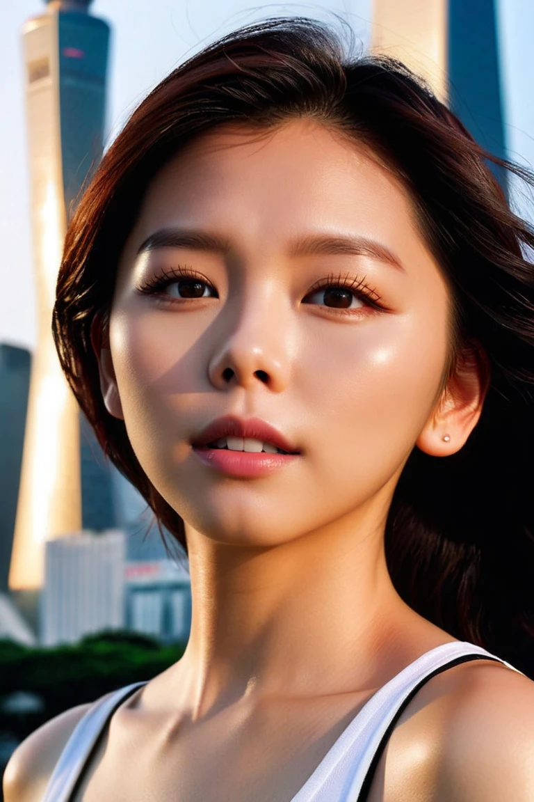 cinematic photo of (masterpiece,best quality,ultra high res:1.1),(photo-realistic:1.1),beautiful face,exquisite face,skin texture,side_light,
looking at viewer,(simple background:1.1),outdoors,female orgasm,1girl,22yo,sweat,
<lora:Vivian_Hsu_XL_0_:1>,vivian_hsu,in the background is the taipei 101 tower,a hot summer day,bokeh,, 35mm photograph, film, bokeh, professional, 4k, highly detailed