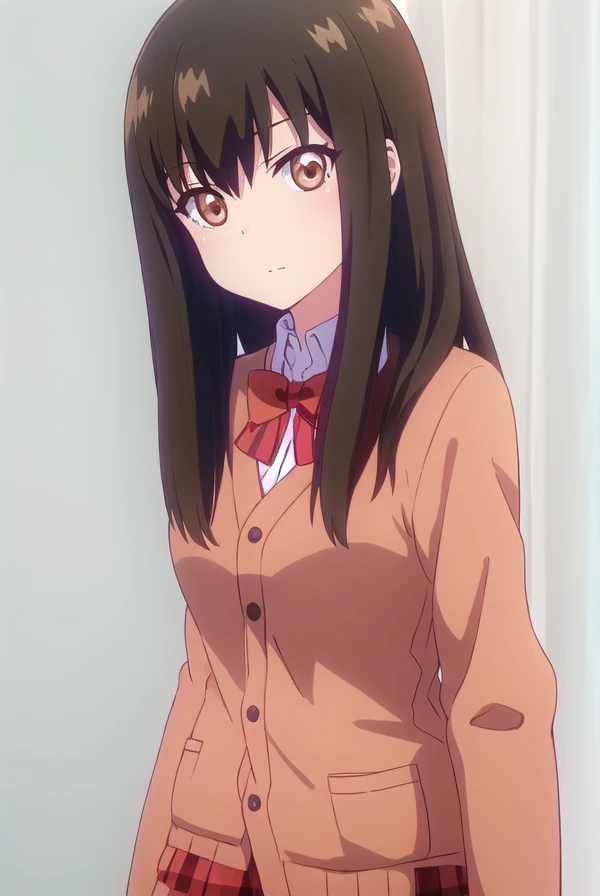 dropoutmachiko, <lora:dropout machiko s1-lora-nochekaiser:1>,
machiko, long hair, black hair, (brown eyes:1.5),
BREAK skirt, shirt, bow, school uniform, white shirt, pleated skirt, shoes, socks, bowtie, red bow, plaid, kneehighs, red skirt, plaid skirt, cardigan, black socks,
BREAK indoors, classroom,
BREAK looking at viewer, (cowboy shot:1.5),
BREAK <lyco:GoodHands-beta2:1>, (masterpiece:1.2), best quality, high resolution, unity 8k wallpaper, (illustration:0.8), (beautiful detailed eyes:1.6), extremely detailed face, perfect lighting, extremely detailed CG, (perfect hands, perfect anatomy),