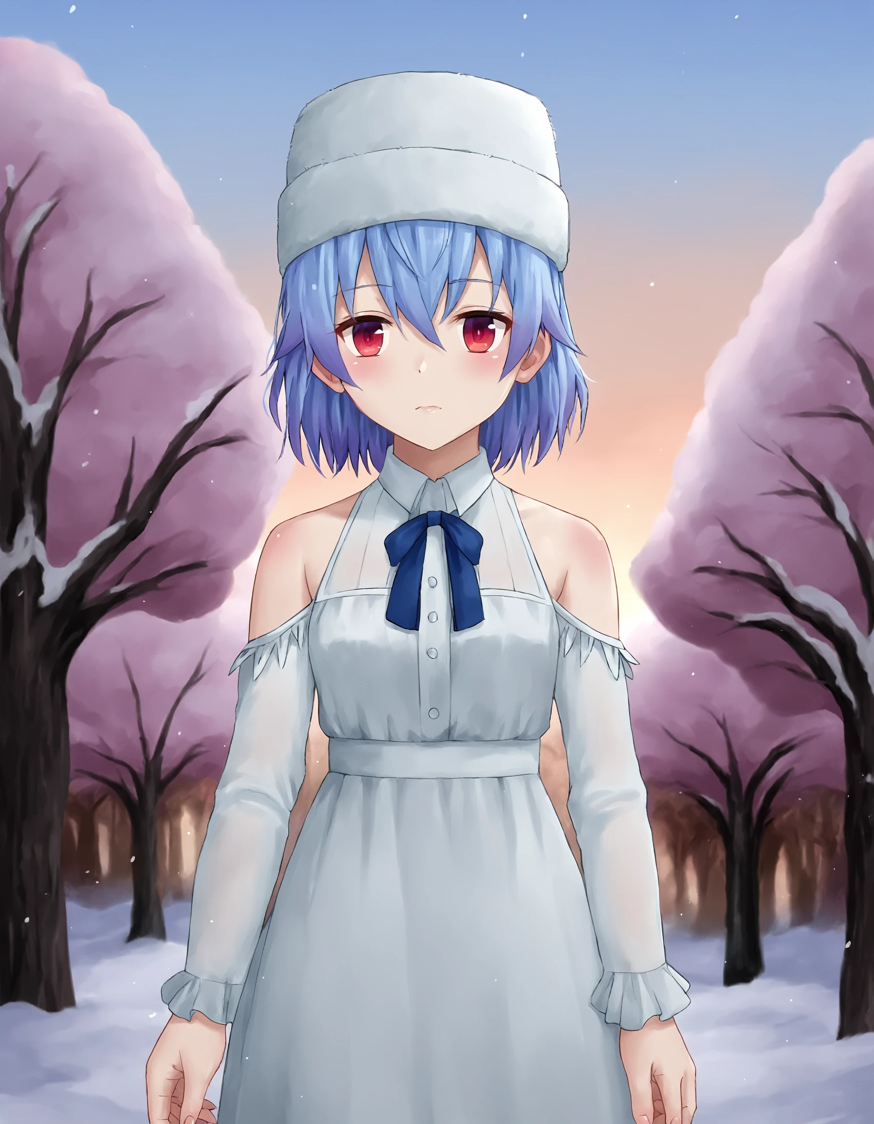 score_9, score_8_up, score_7_up, score_6_up, score_5_up, score_4_up, by aki99 BREAK
rutiragnason, red eyes, white dress, white fur hat, BREAK <lora:ruti-ponyxl-1-000008:0.8>
outdoors, winter, snow, tree <lora:aki99_pony_v3-000012:0.8>