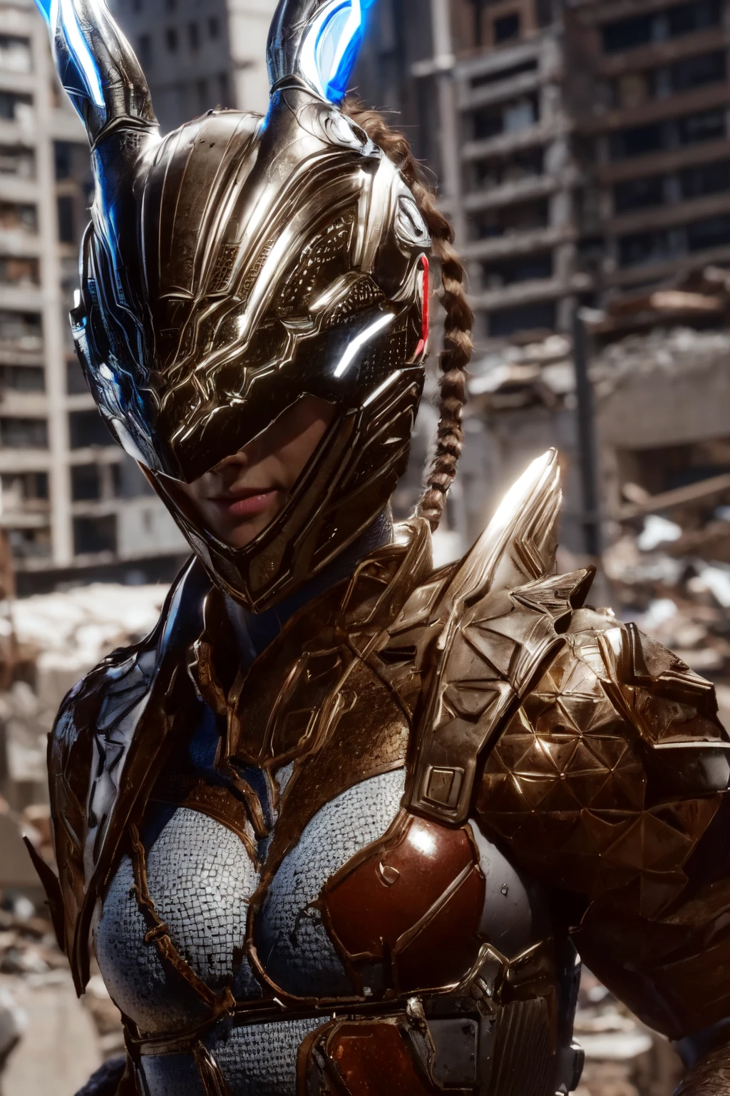 (a woman standig in ruins of a city), beautiful eyes, beautiful girl, high detail skin, high detail eyes, high detail hair, highres, ultra detailed, sharpen picture, Highly detailed, masterpiece, best quality, photorealistic, redskin
<lora:BunnyLoRA:1> 1girl, helmet, rabbit ears, ponytail
