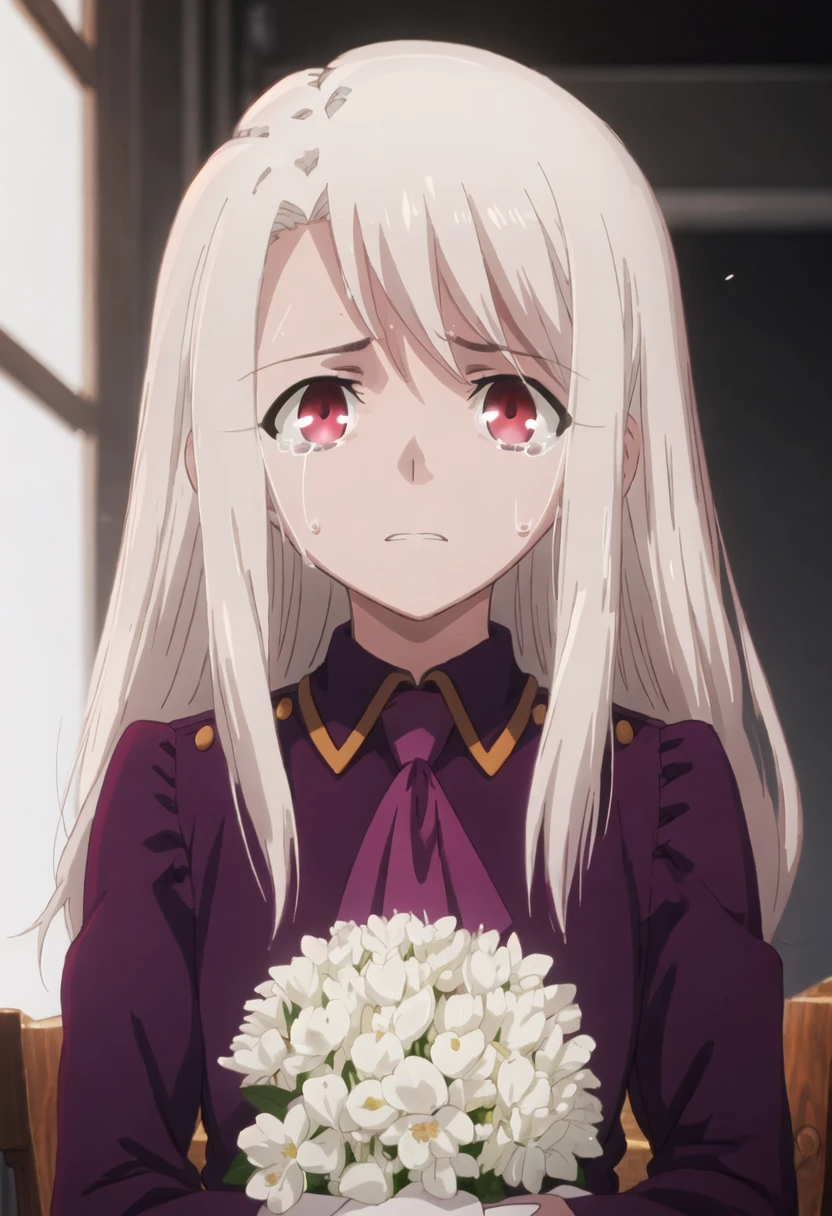 best quality, masterpiece, highres, solo, {illyasviel_von_einzbern_fatestaynightufotable:0.90}, crying, sobbing, tears, portrait, looking at viewer