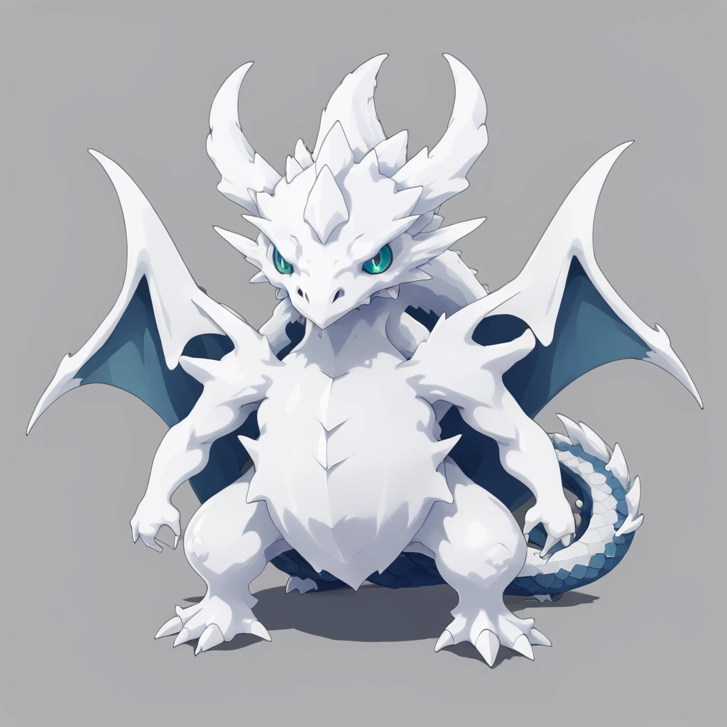 pygmy snownoggin, Dragon type, simple background<lora:EnvyMonXL03_FinalForm:1>