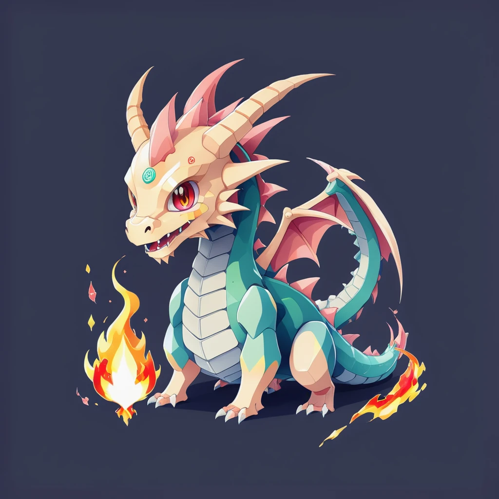 kawaii microwaffler, Dragon/Fire type, simple background<lora:EnvyMonXL02_MiddleForm:1>
