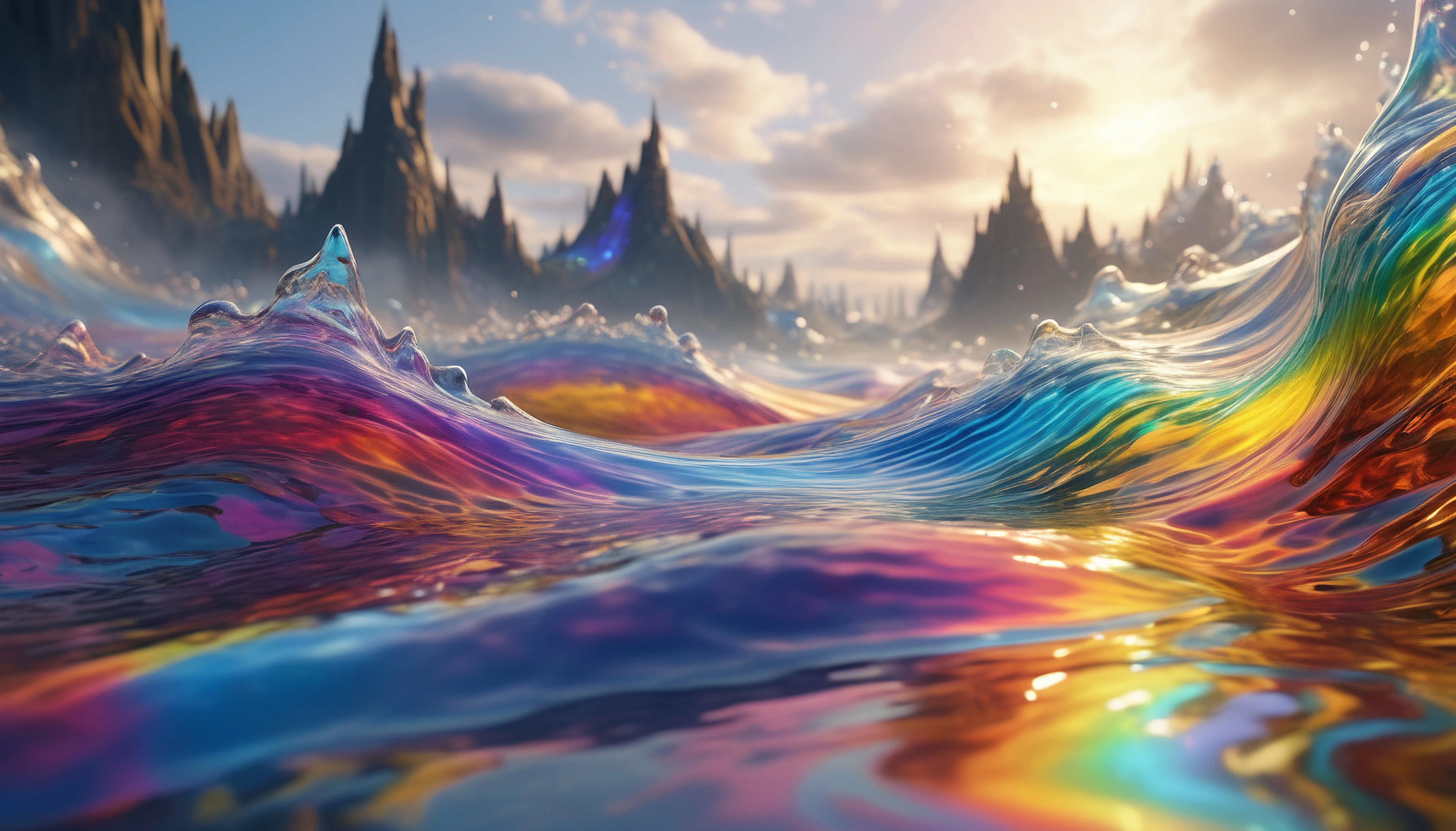 a multi-coloured coalescence in a special light and brightly cloudy spirit, undulating and hyper-detailed and realistic ripples of hyper-detailed and defined energy, 16k, unreal engine, sharp focus