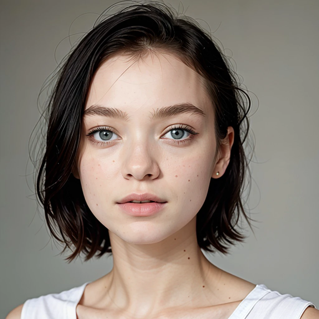 EsmeCM2chz, close-up, RAW photo, professional headshot, 1girl, focus face, salon-styled hair, short hair, expertly applied cosmetics, looking at camera, (hd, dslr, Fujifilm XT3), color graded, simple background, high-quality studio lighting, (((Ultra-HD-details, Ultra-HD-realistic))), (perfect eyes, masterpiece, best quality:1.5),