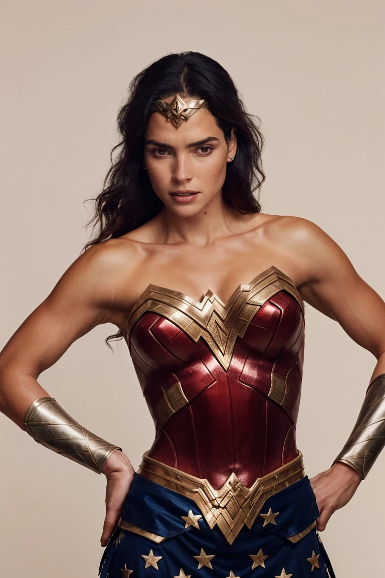 Gal Gadot pure beauty seductive and perverted look standing in front of a fat overweight man