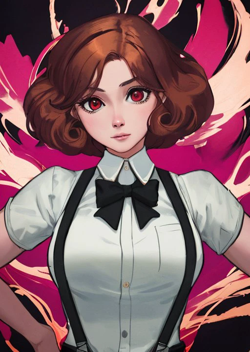 portrait of beautiful Toned Forgetful woman with Crimson S-waves wearing Suspender belt , art by RFKTR_doom, high quality, trending on artstation, 4k, 8k, highly detailed, sharp focus
