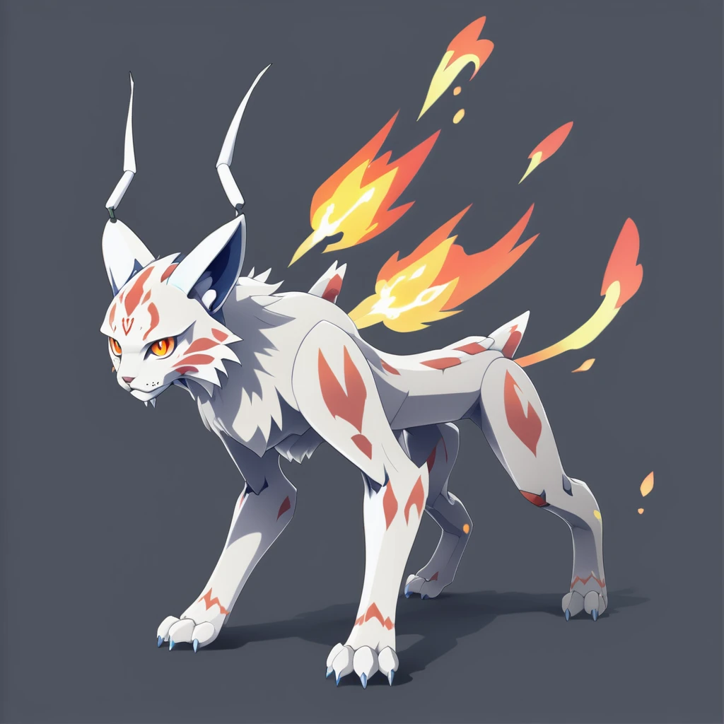 a lynx, Bug/Fire type, simple background<lora:EnvyMonXL02_MiddleForm:1>