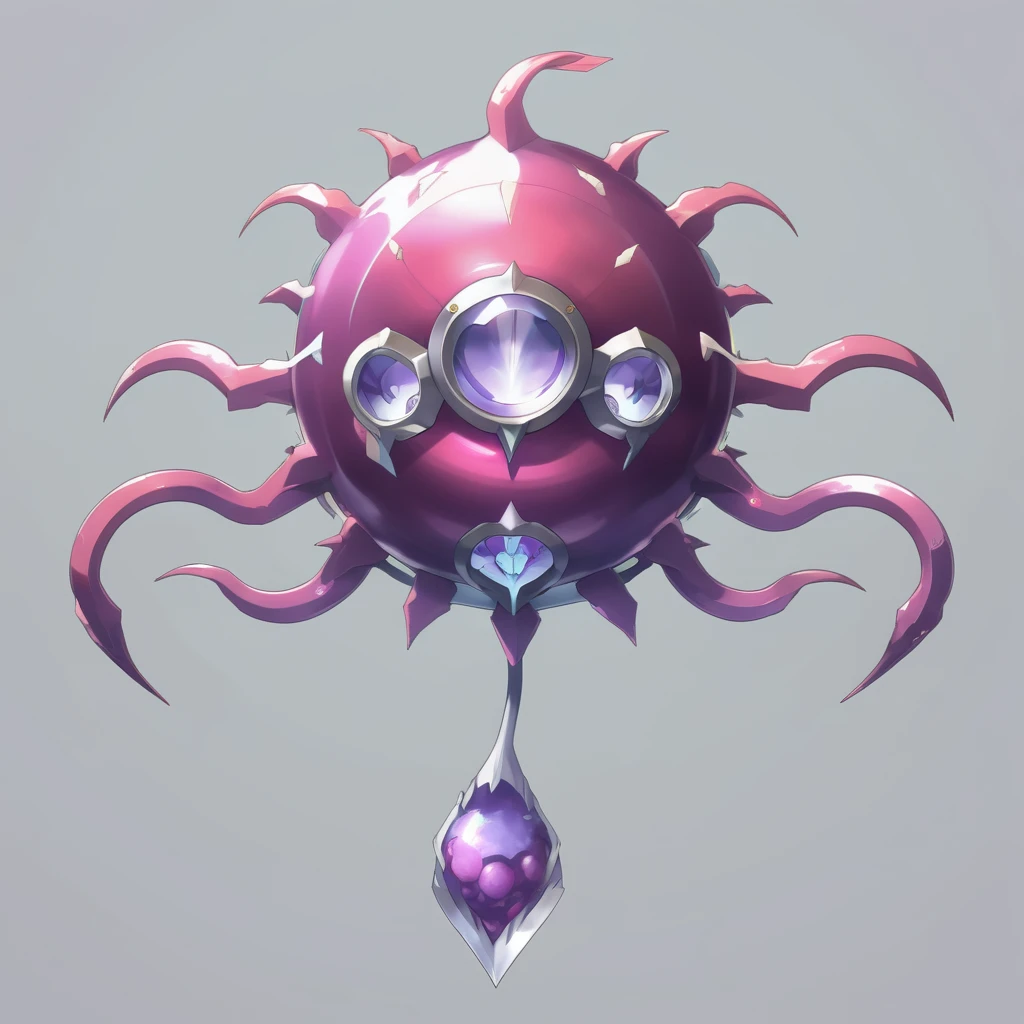 volatile snorkelberry, Steel/Psychic type, simple background<lora:EnvyMonXL03_FinalForm:1>