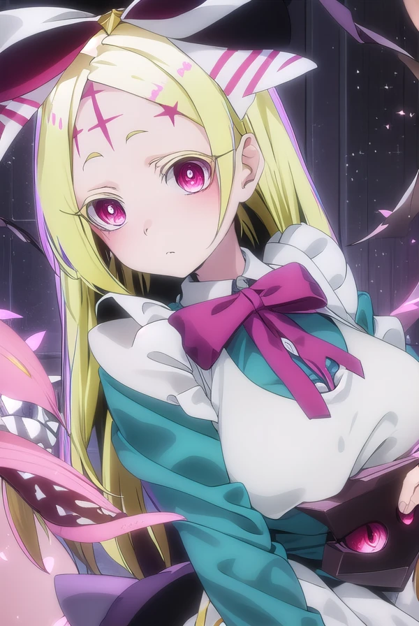morinokorisu, <lora:morino korisu-magical girl-alpha-lora-nochekaiser:1>,
nero alice, long hair, blonde hair, (red eyes:1.3), bow, hair bow, (pink eyes:1.3), facial mark, forehead mark,
BREAK long sleeves, dress, ribbon, apron, white apron, puffy sleeves,
BREAK outdoors, city,
BREAK looking at viewer, (cowboy shot:1.5),
BREAK <lyco:GoodHands-beta2:1>, (masterpiece:1.2), best quality, high resolution, unity 8k wallpaper, (illustration:0.8), (beautiful detailed eyes:1.6), extremely detailed face, perfect lighting, extremely detailed CG, (perfect hands, perfect anatomy),