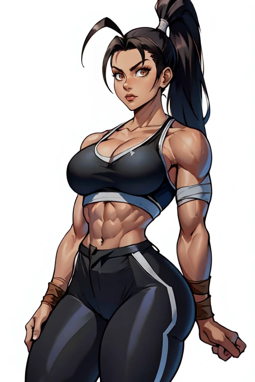 girl solo standing (((muscular girl toned body large breasts thick))) yellow eyes black hair pale skin perfect anatomy perfect anatomy perfect anatomy highly detailed best quality detailed eyes highly detailed best quality detailed eyes