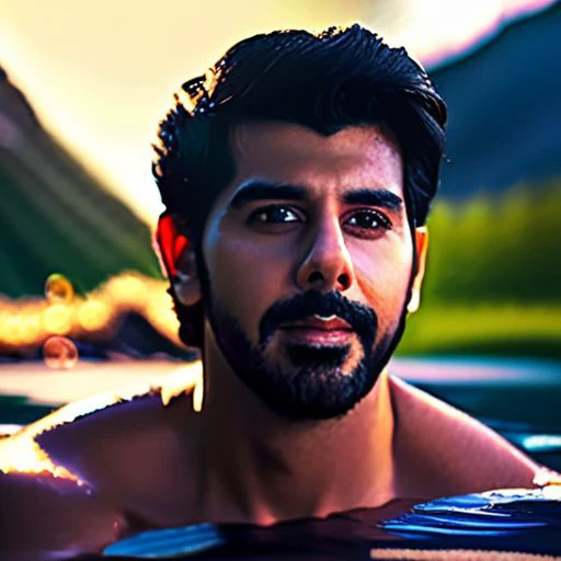 (intricate detail, beautiful/handsome:1.2) ,Friarmoody lighting, close up portrait of sacha dhawan a man <lora:pavail-gulati_Sacha-Dhawan:1>, Sexy Country Style, bathing in a river, roots, (backlighting) , realistic, masterpiece, highest quality, lens flare, shade, bloom, [[chromatic aberration]], by Jeremy Lipking, by Antonio J. Manzanedo, digital painting, Skin Shine,Shiny Skin,Luscious skin, Smile,Chaos mode,unique details,full body