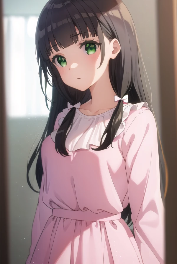 kaikomikuniyama, <lora:kaiko mikuniyama s1-lora-nochekaiser:1>,
kaiko mikuniyama, long hair, bangs, black hair, bow, (green eyes:1.3), (hair bow:1.2), blunt bangs, white bow, pink bow,
BREAK skirt, long sleeves, school uniform, pleated skirt, socks, dress, (pink dress:1.2),
BREAK indoors,
BREAK looking at viewer, (cowboy shot:1.5),
BREAK <lyco:GoodHands-beta2:1>, (masterpiece:1.2), best quality, high resolution, unity 8k wallpaper, (illustration:0.8), (beautiful detailed eyes:1.6), extremely detailed face, perfect lighting, extremely detailed CG, (perfect hands, perfect anatomy),