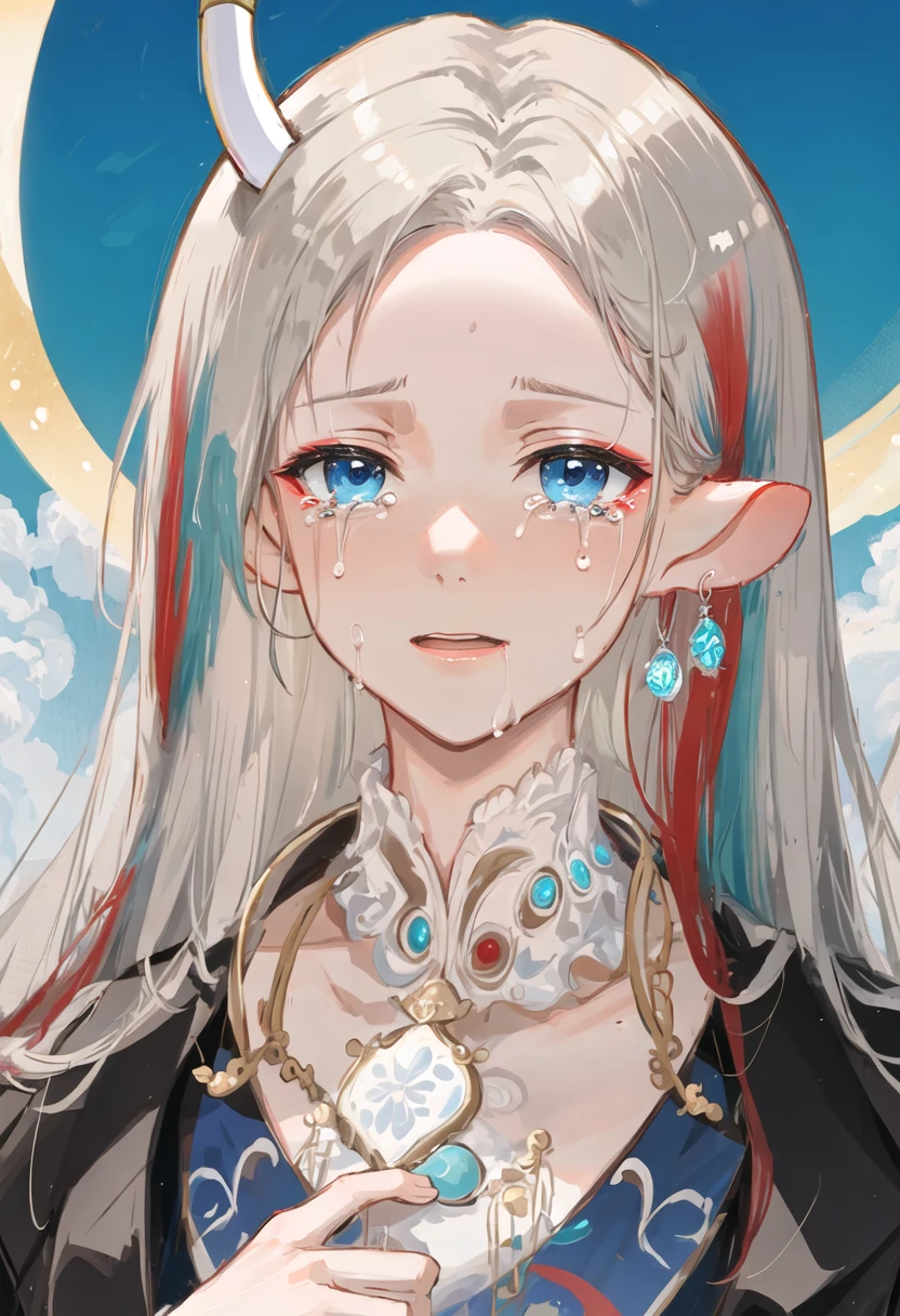 best quality, masterpiece, highres, solo, {nine_colored_deer_arknights:0.90}, crying, sobbing, tears, portrait, looking at viewer