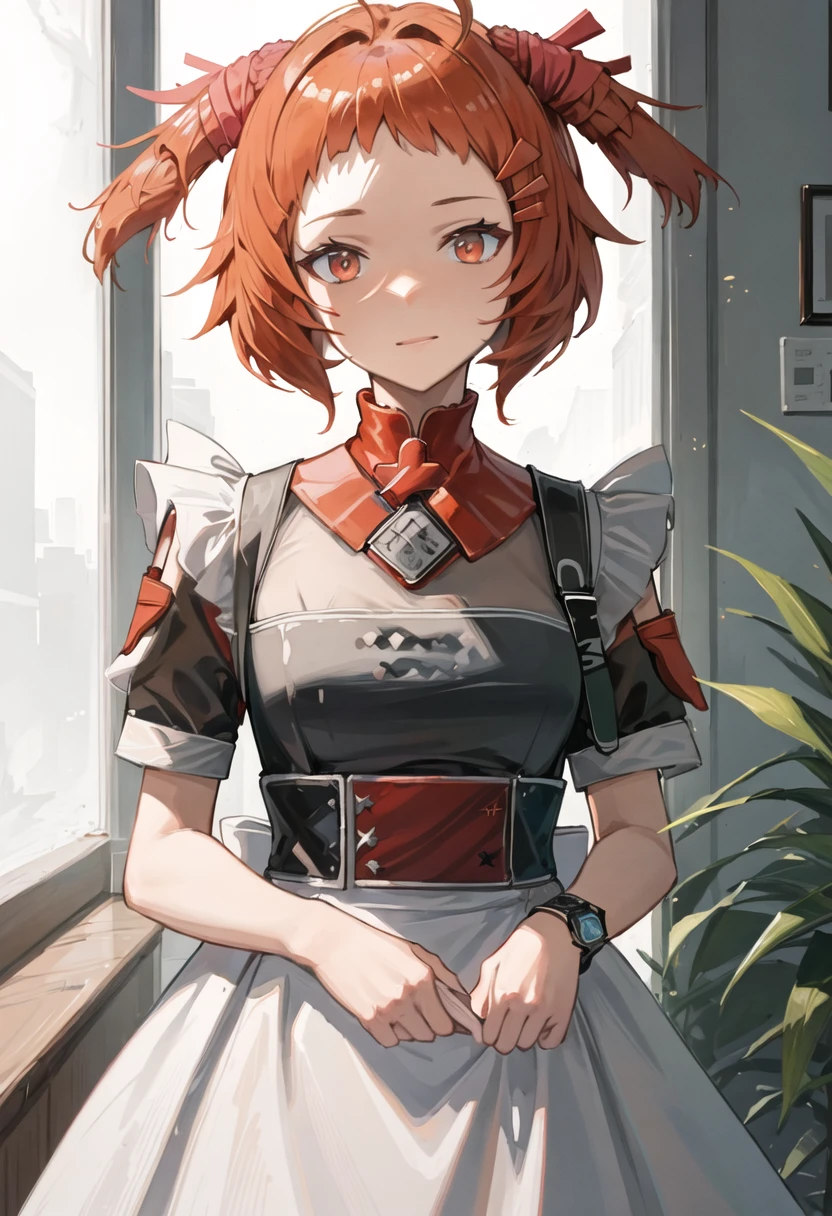 best quality, masterpiece, highres, solo, {beagle_arknights:0.90}, {maid:1.40}, {long maid dress:1.15}