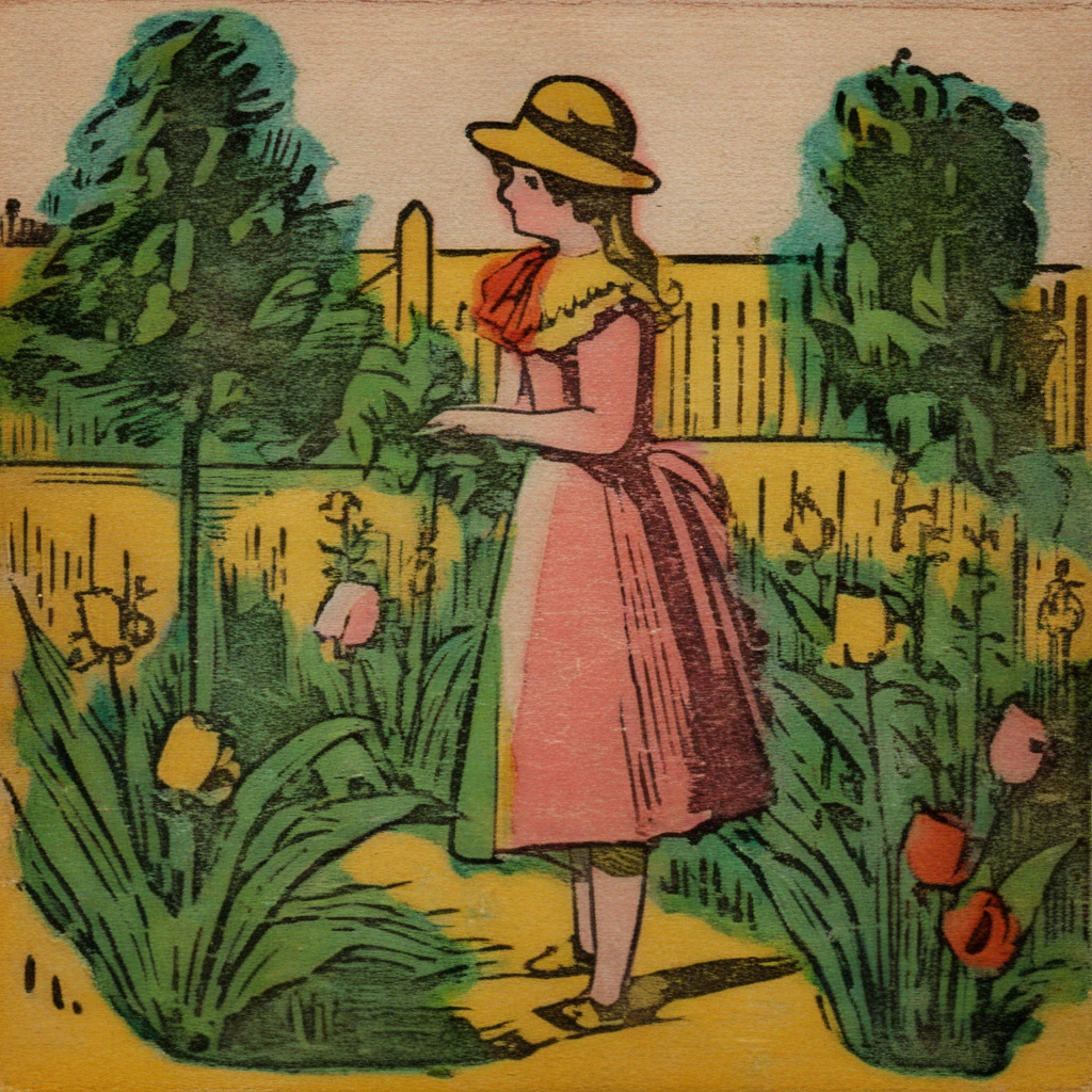 manucolgraf girl in garden <lora:manucolgraf:1>
