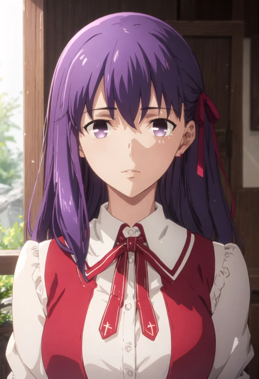 {safe:1.10}, best quality, masterpiece, highres, solo, {matou_sakura_fatestaynightufotable:0.90}, portrait, looking_at_viewer