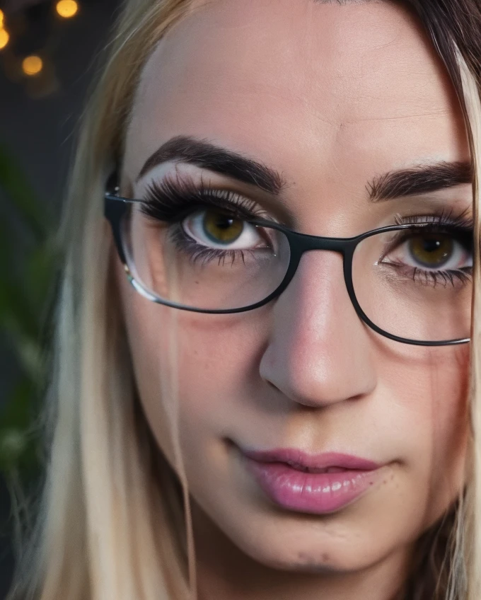 a beautiful picture of g1b1, masterpiece, photorealistic, woman, detailed, 4k, backlighting, light, RAW color photo,(fully in frame:1.1), detailed skin texture, (blush:0.5), (goosebumps:0.5), <lora:g1b1:1> blonde hair, wearing glasses,