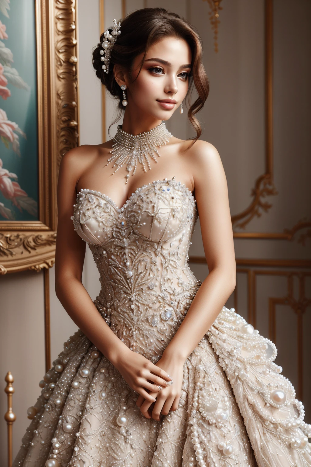 ((masterpiece,best quality,edgQuality)),(smile:0.8),standing,posing for a picture
edgpearldress, woman wearing a dress made of pearls,skirt,full body ,wearing edgpearldress
<lora:edgPearlDressv1:0.8>