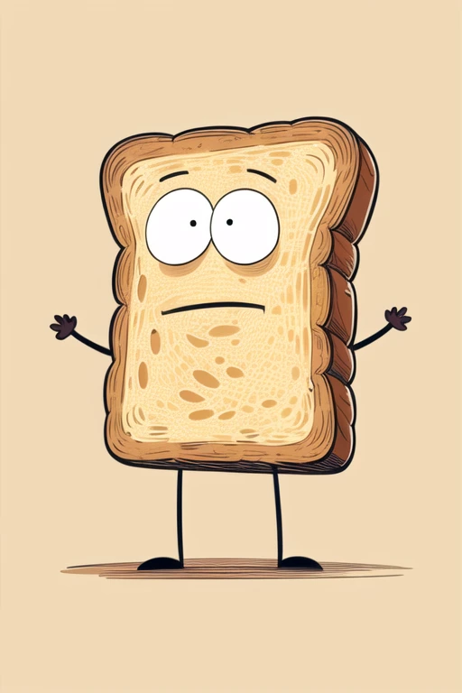 master piece, high quality, a piece of bread, cartoon Character, illustration