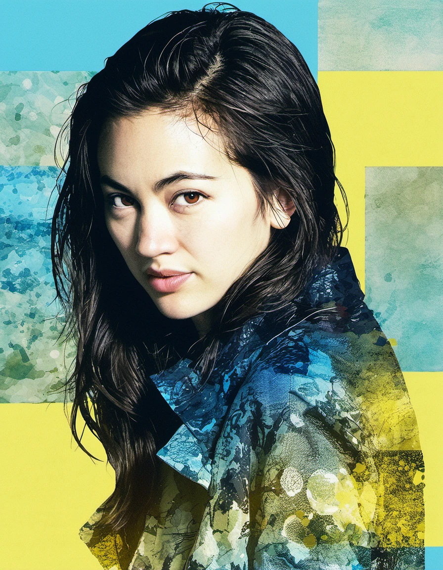 <lora:Jessica Henwick v2:1.2>,  collage style illustration of jsschnwckcw woman, mixed media, layered, textural, detailed, artistic